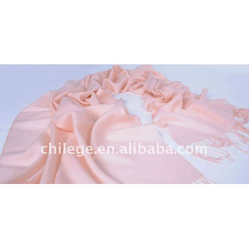 Woman Pink 100%Wool Twill Plain Scarf